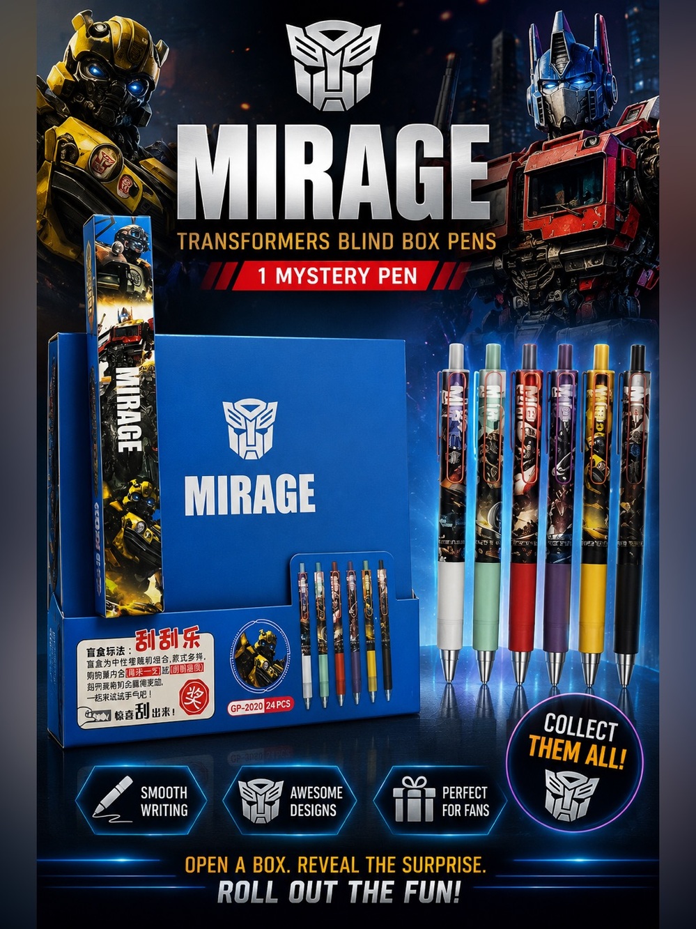 Transformers MIRAGE Blind Box Pens - One pen; Collect them all!